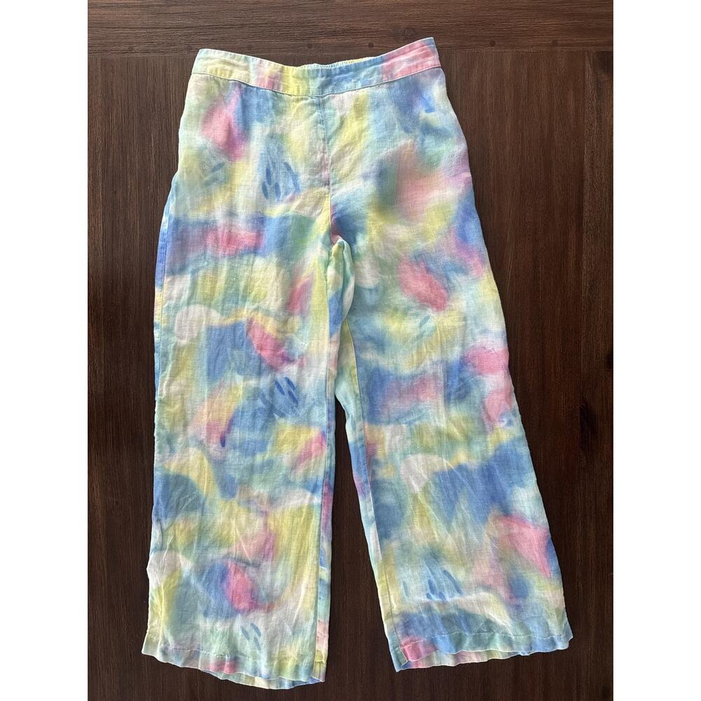 Pastel Tie-Dye Wide-Leg Cropped Pants - Multicolor